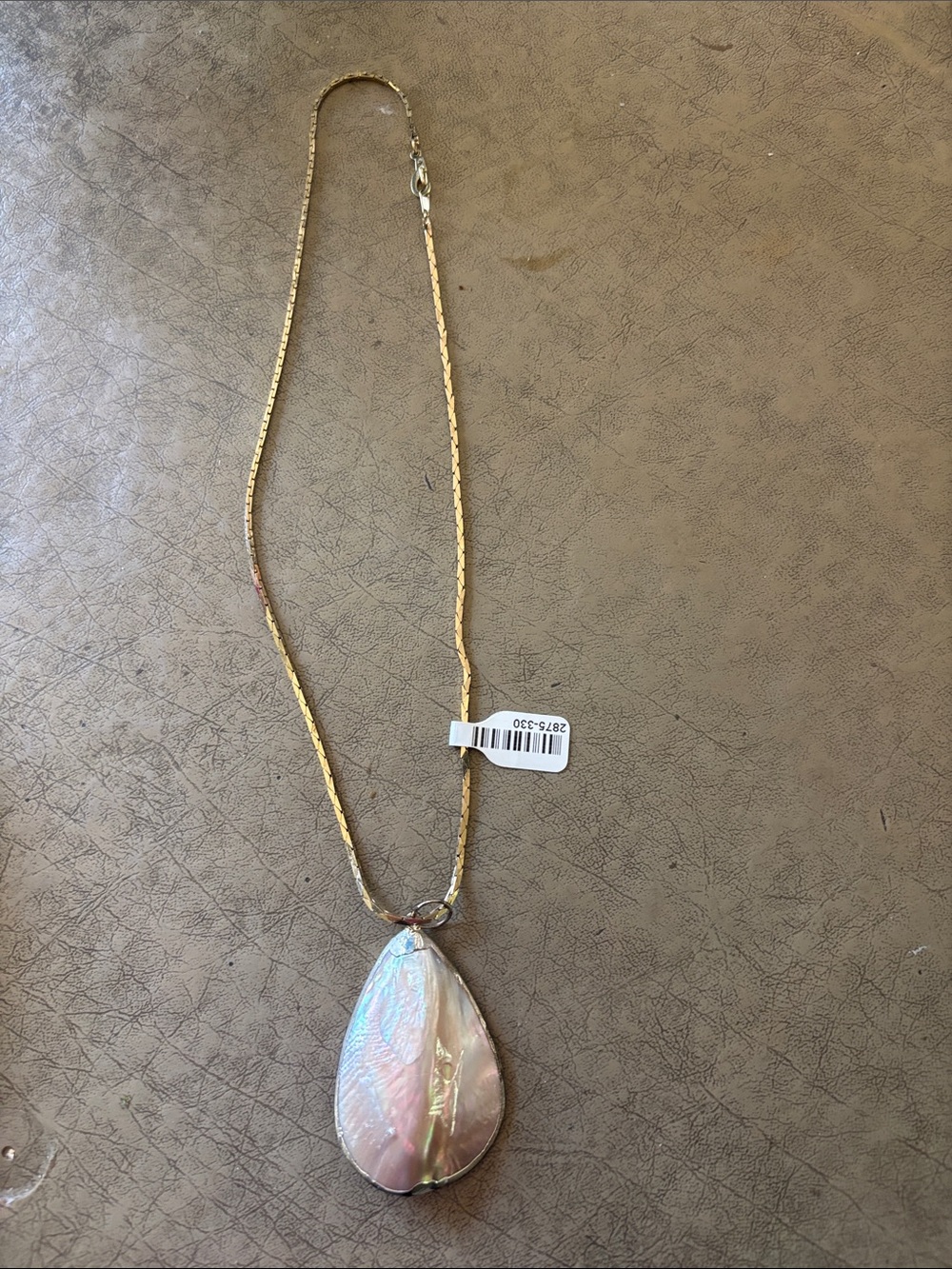 Gold-Tone Necklace with Iridescent shell Pendant